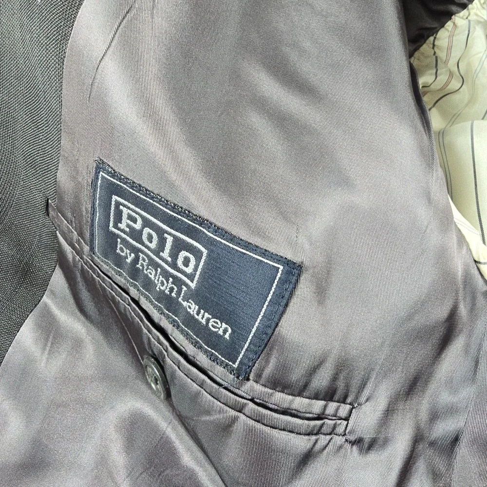 Polo Ralph Lauren Vintage 46R Gray Plaid Suit Jacket Sport Coat Blazer USA‎ Made